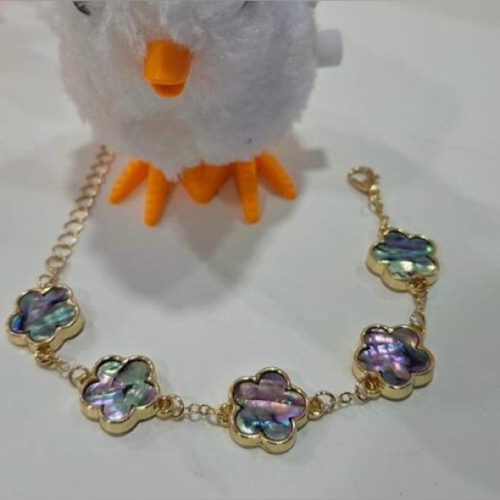 multi abalone pearl clover flower bracelet